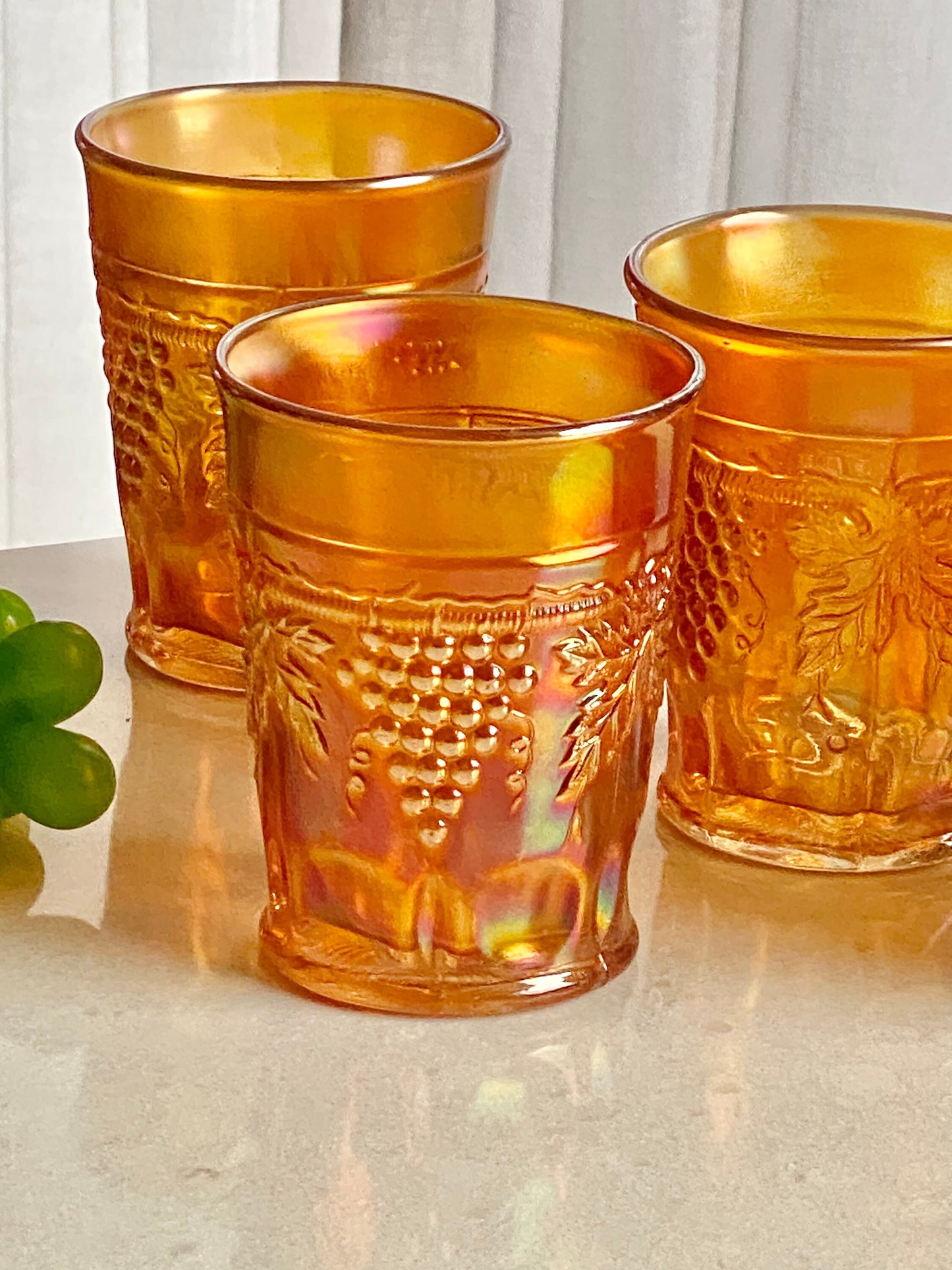 Vintage Northwood Marigold Carnival Glass Grape and Cable Tumblers - Set of 4