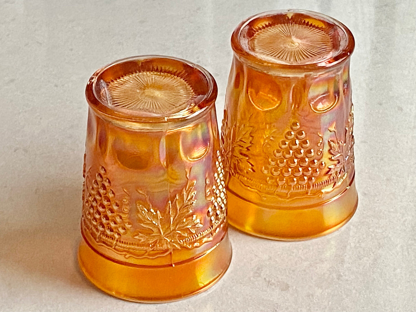 Vintage Northwood Marigold Carnival Glass Grape and Cable Tumblers - Set of 4