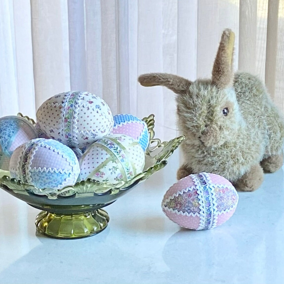 Vintage Fabric Covered Easter Eggs - Set of 8