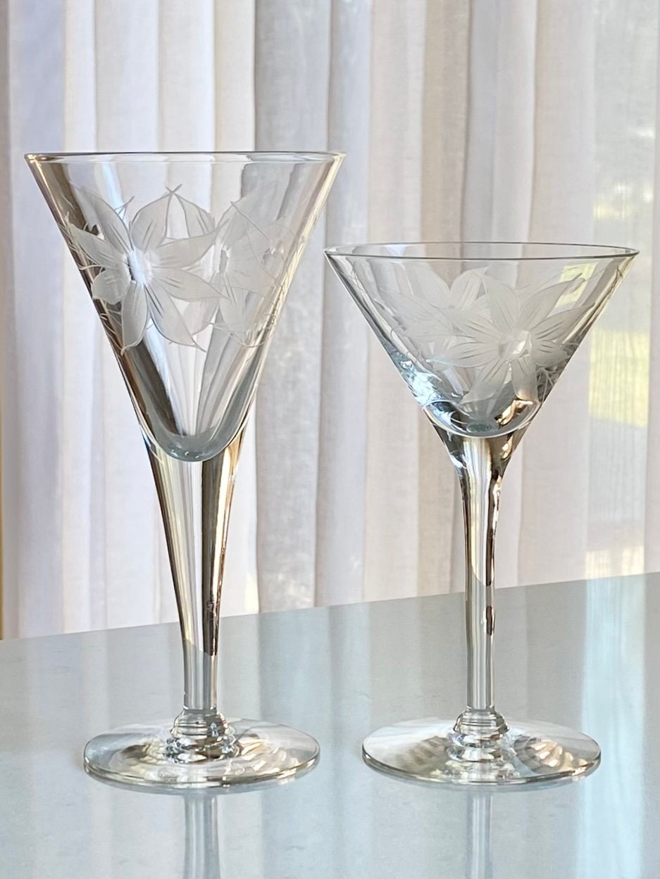 Vintage Glastonbury Lotus Etched Glasses - Set of 4 (#GL4)