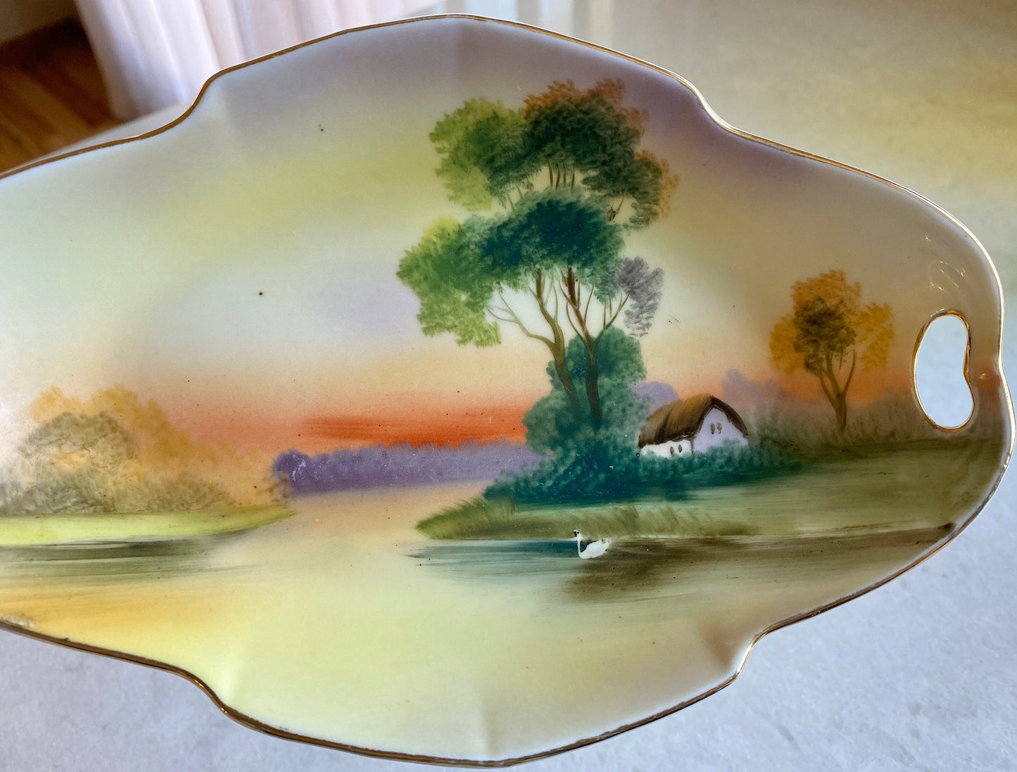 Vintage Nippon Hand Painted Oval Dish