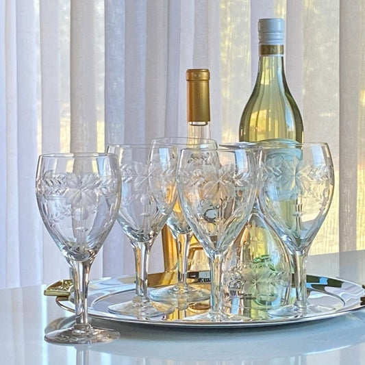 Vintage Etched Glasses - Set of 6 (Set #323)