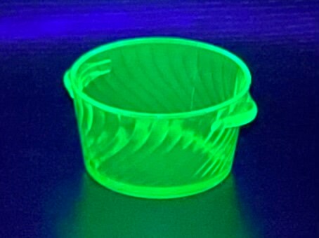 Vintage Anchor Hocking Spiral Green Uranium Glass Ice Bucket / Butter Tub (circa 1928 - 1930)