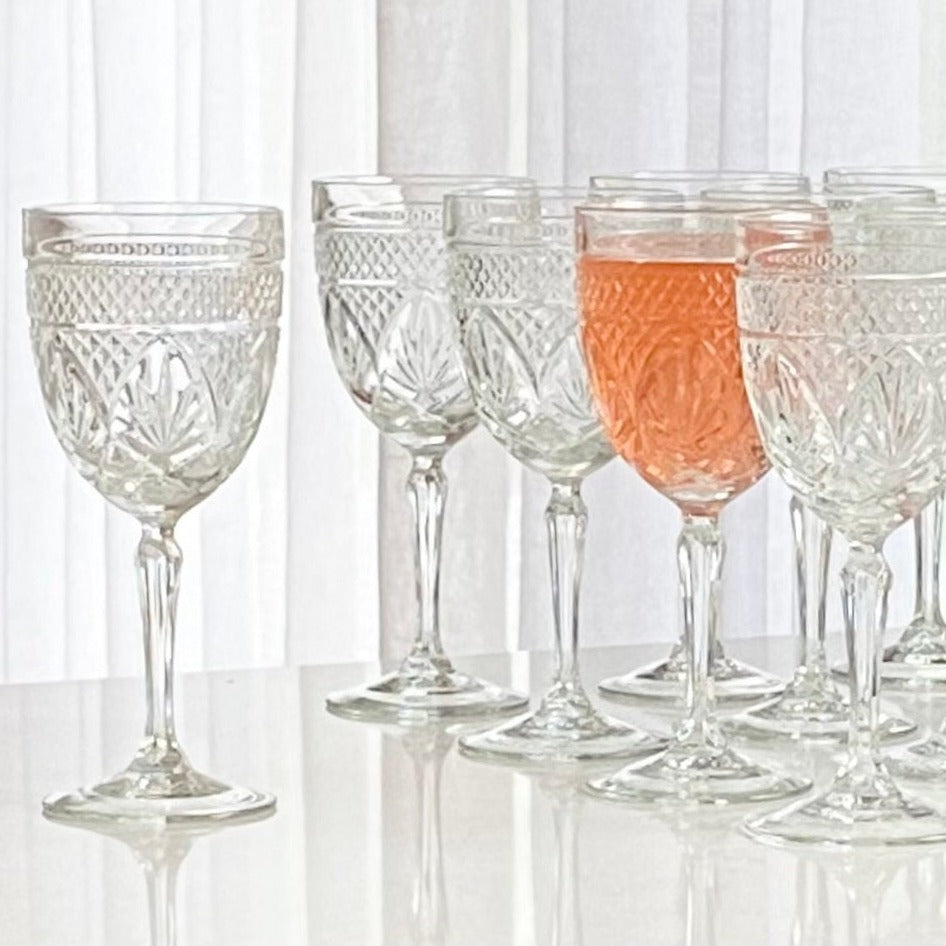 Vintage Cristal d'Arques-Durand Luminarc Antique Pattern Glasses - 24 available