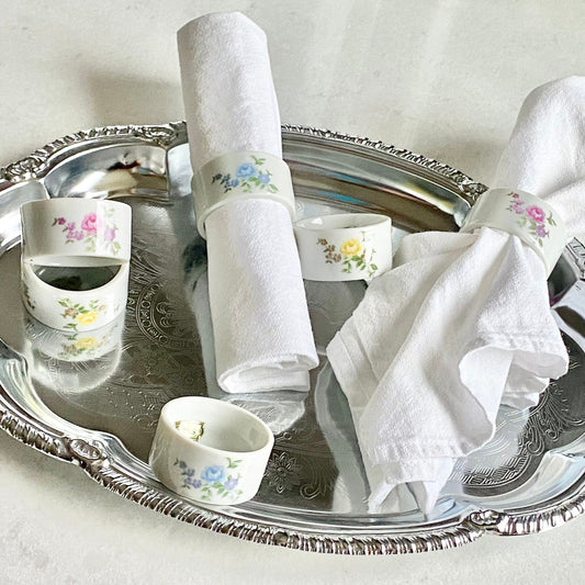 Vintage Shafford Vintage Rose Napkin Rings - Set of 6