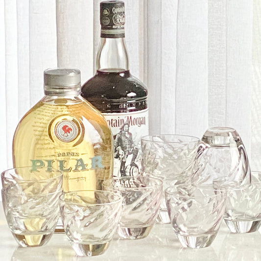 Vintage Indiana Glass Swirl Optic Tumblers for sale by Noble Estates Vintage.
