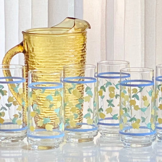 Vintage Retro Yellow Tulip 14 oz Glasses -  Set of 6