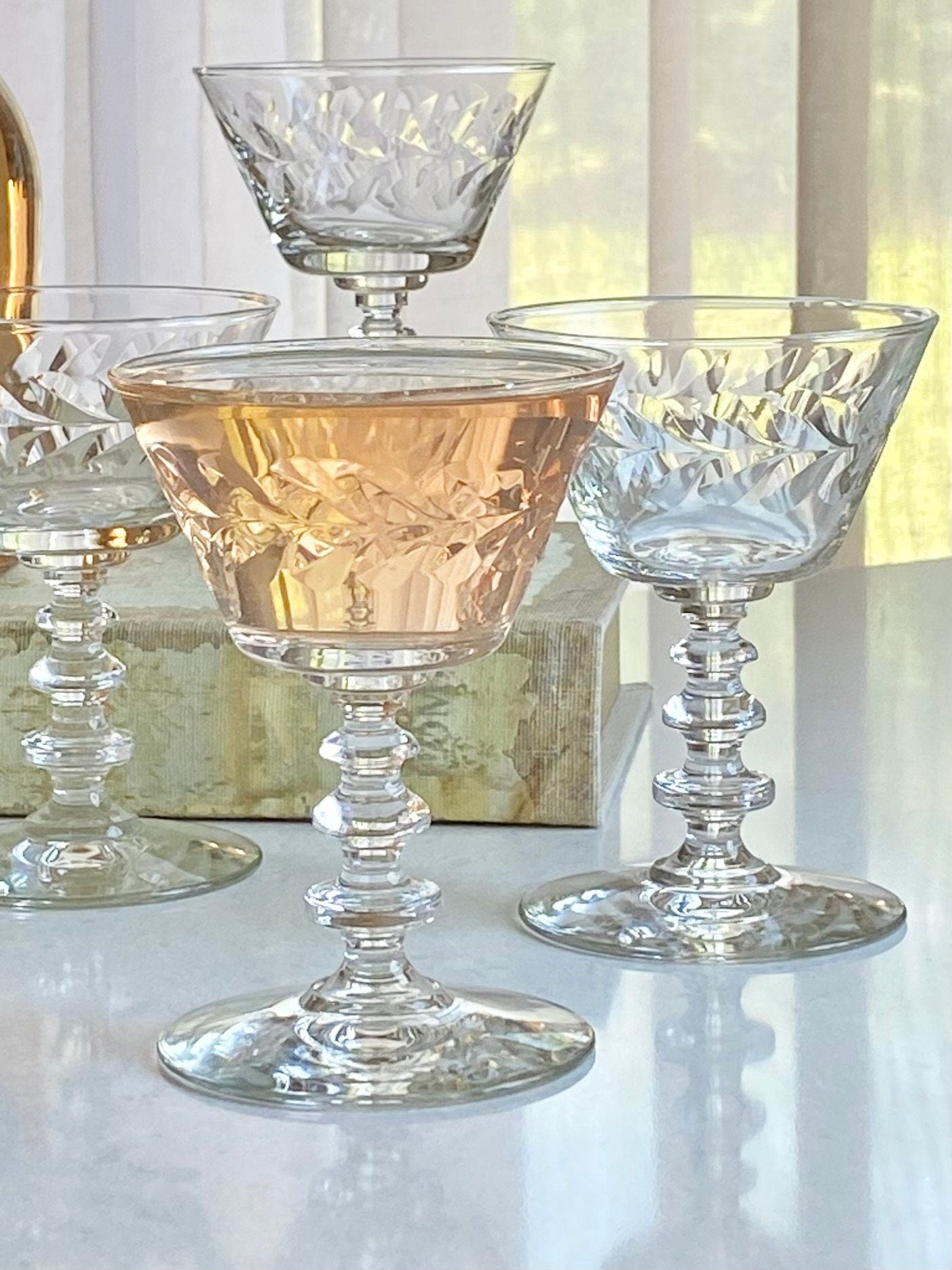 Vintage Rock Sharpe Empire Wreath Glasses - Set of 6