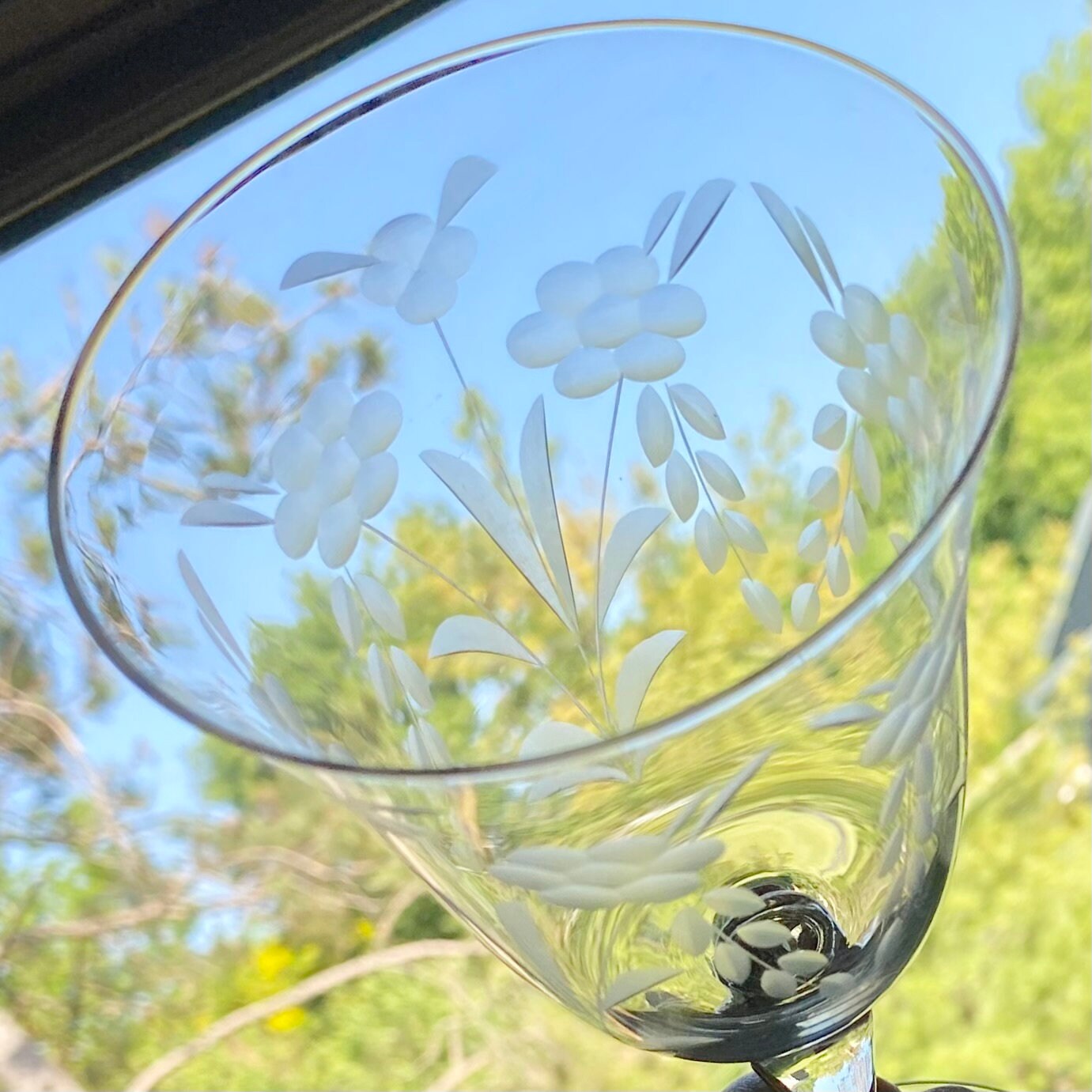 Vintage Etched Optic Panel Glasses - Set of 6 (Set #623J)