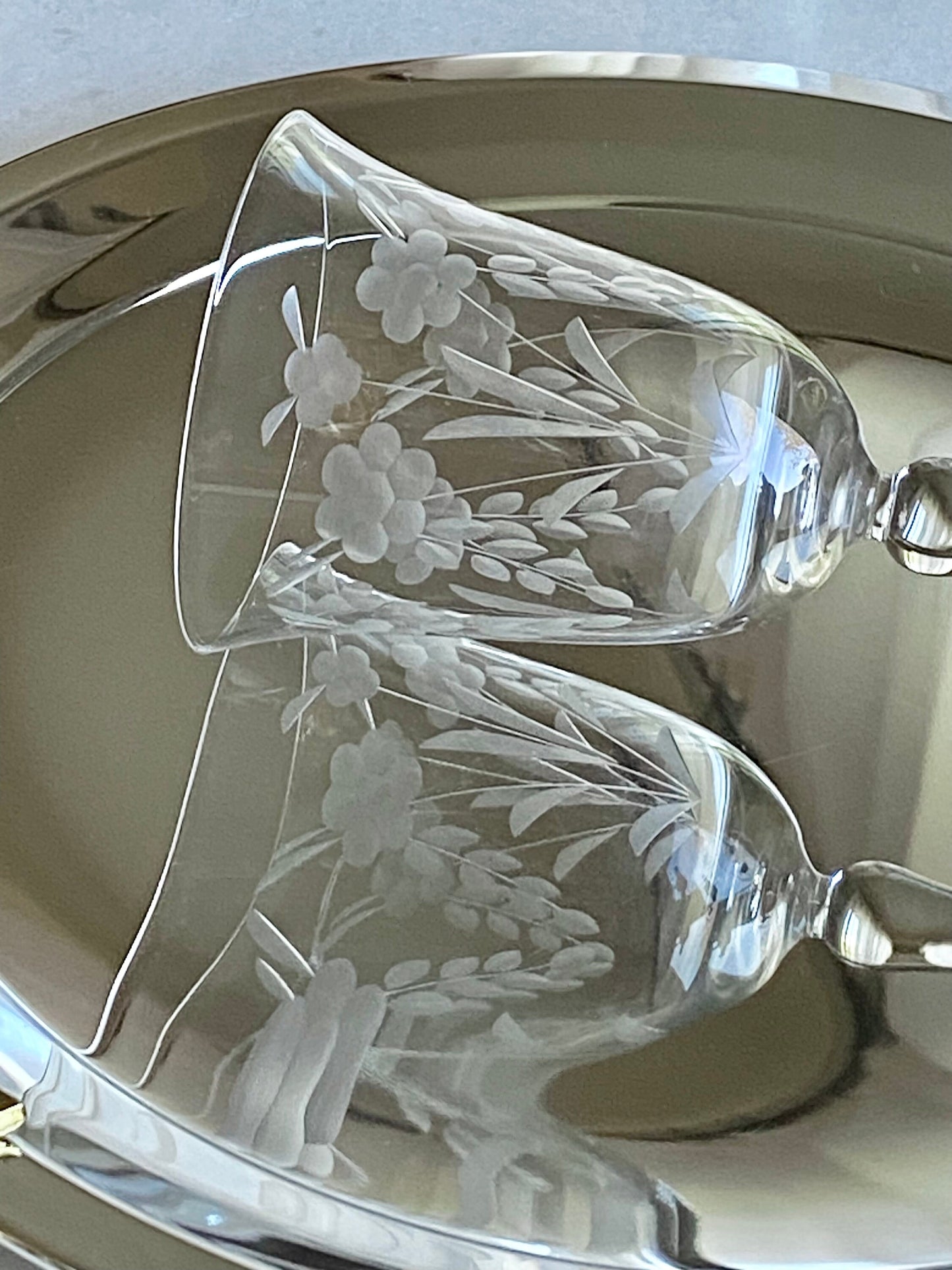 Vintage Etched Optic Panel Glasses - Set of 6 (Set #623J)