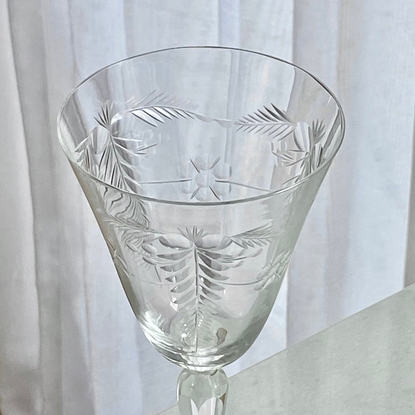 Vintage Cut Crystal Optic Ribbed Glasses - Set of 6