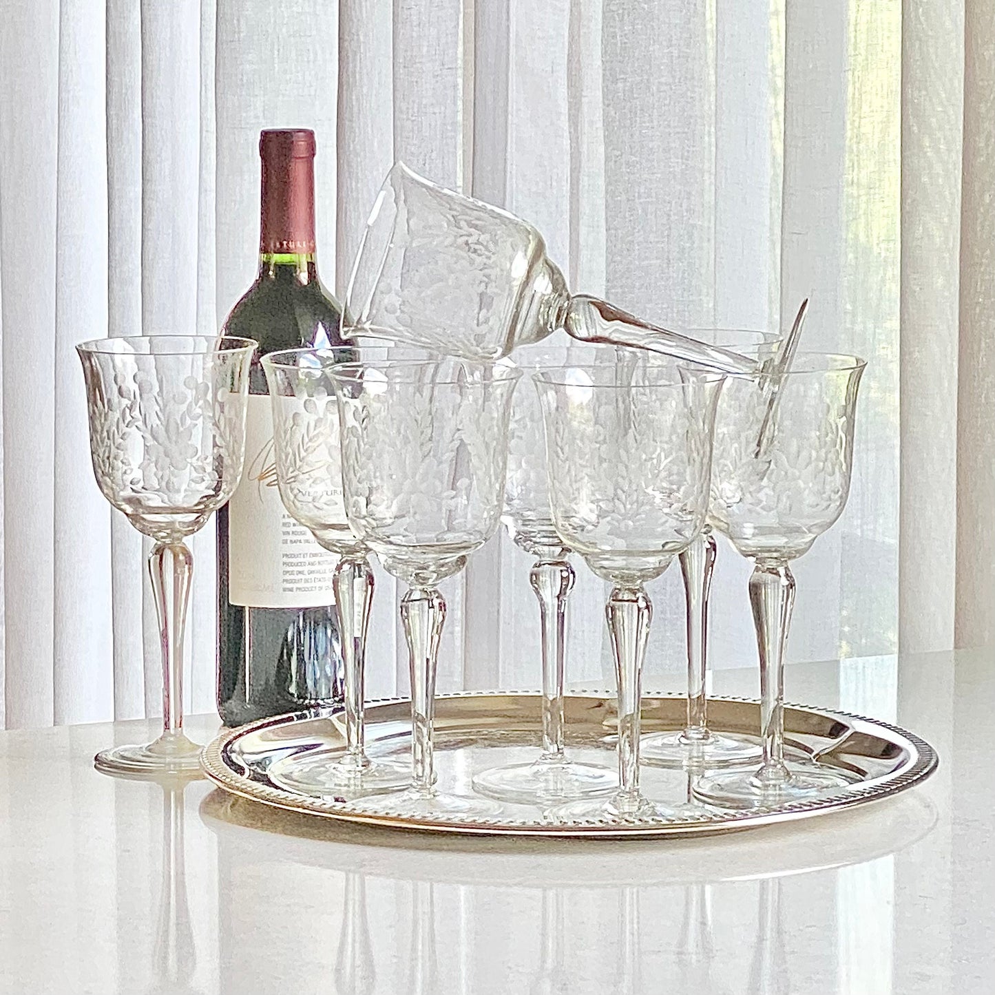 Vintage Etched Glasses - Set of 8 (Set #EE1)