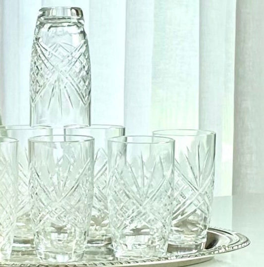 Vintage Criss Cut Pattern Glasses - Set of 4