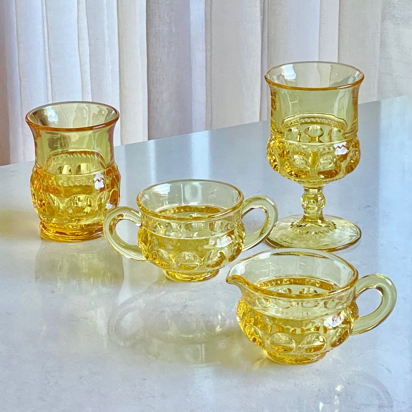 Vintage Colony King&#39;s Crown Topaz Sugar and Creamer Set