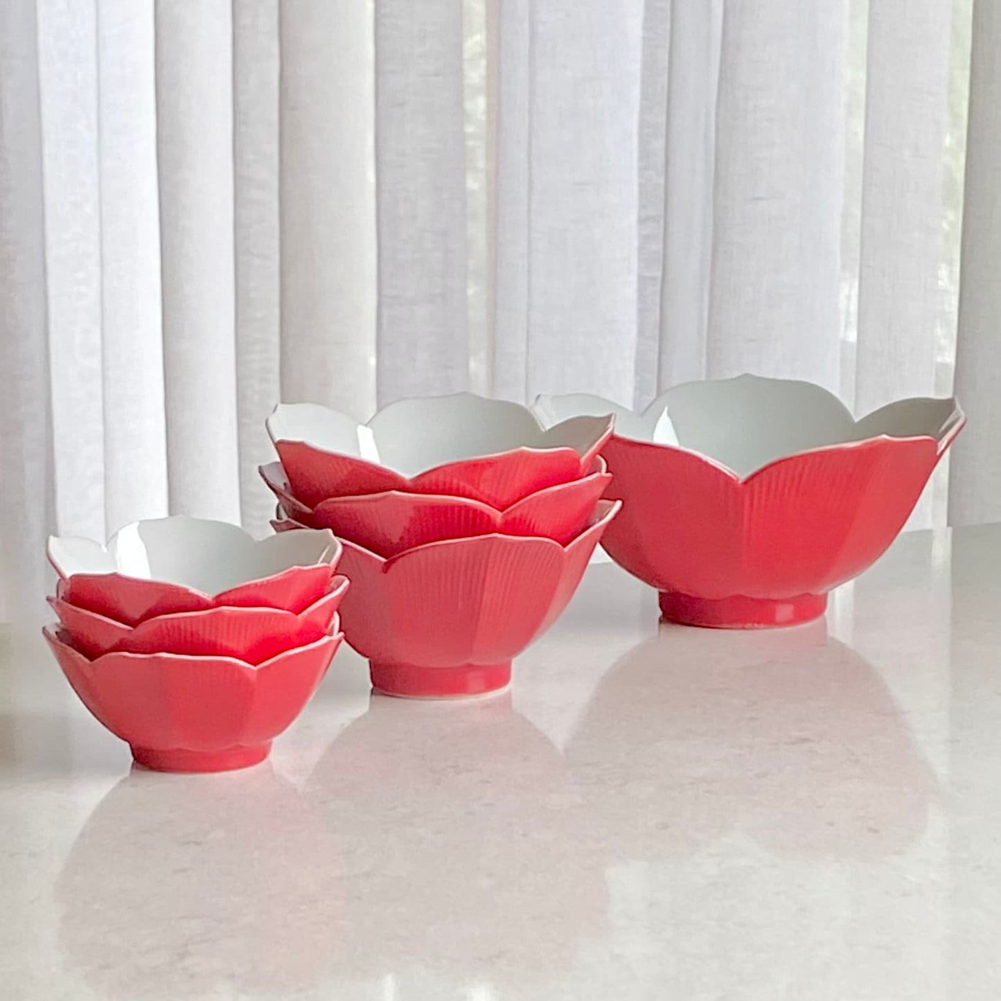 Vintage Lotus Flower Petal Bowls - Set of 7