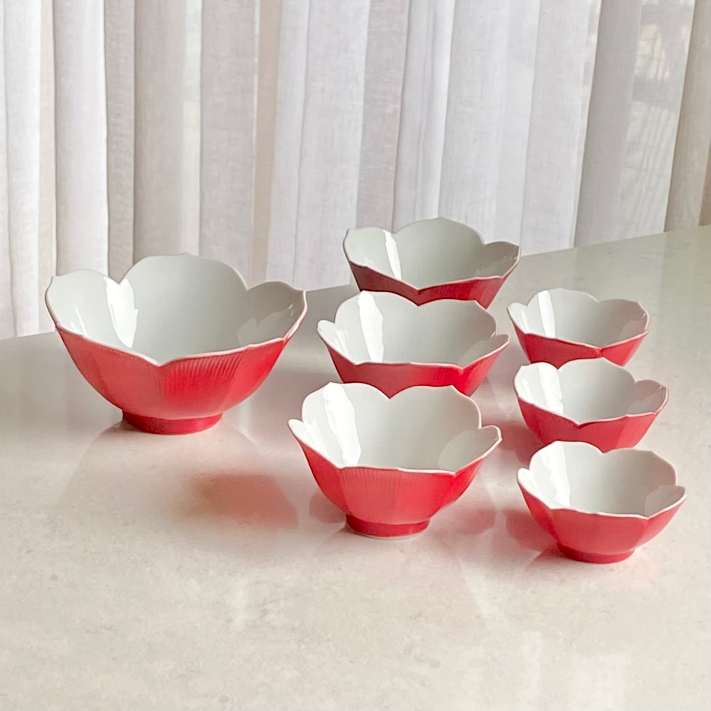 Vintage Lotus Flower Petal Bowls - Set of 7