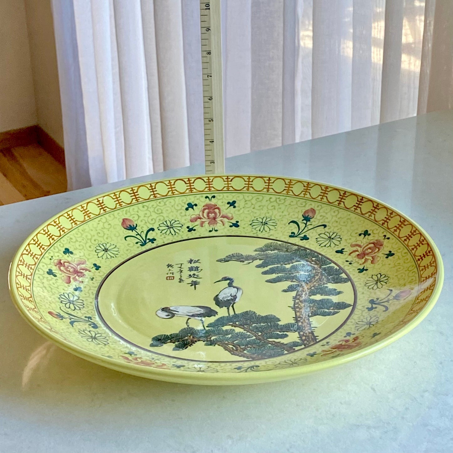 Vintage Asian Crane 16 inch Bowl