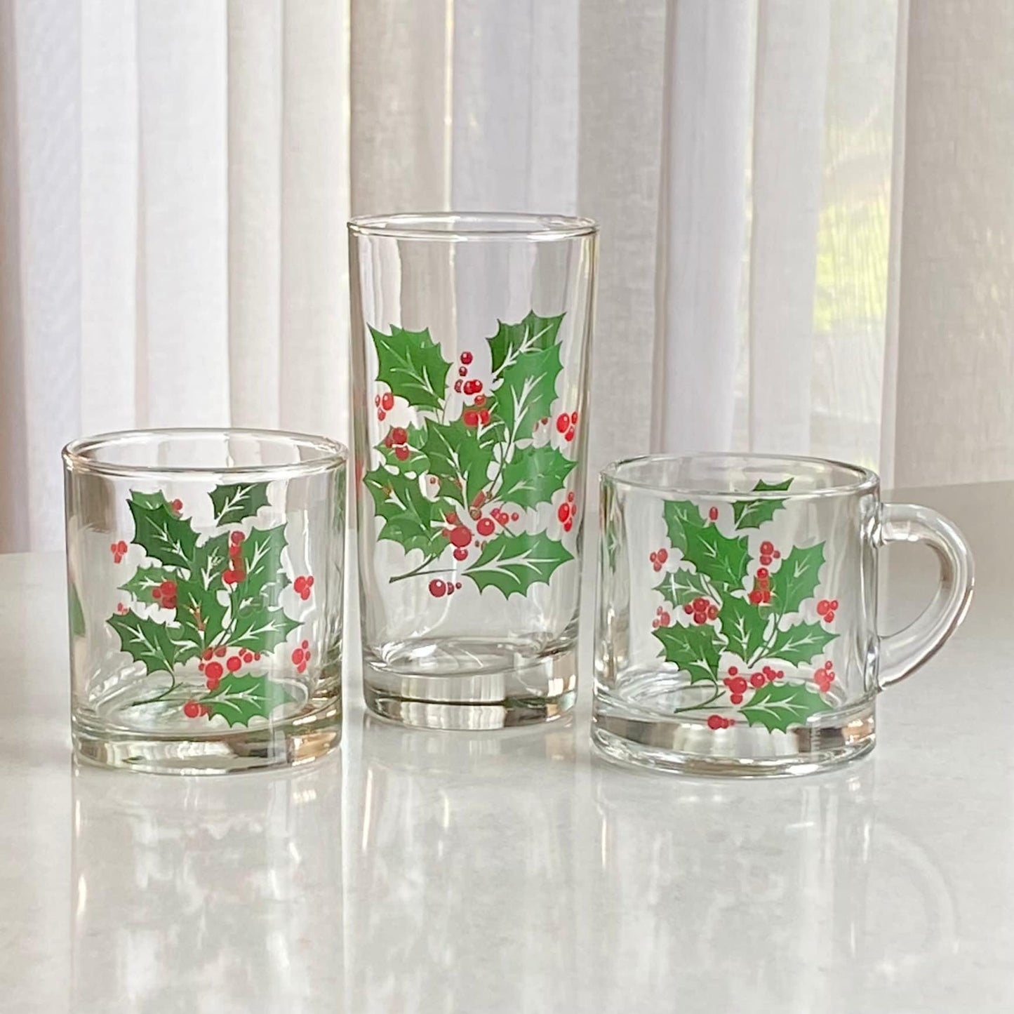 Vintage Bartlett Collins Holly Berry Bowls - Set of 3