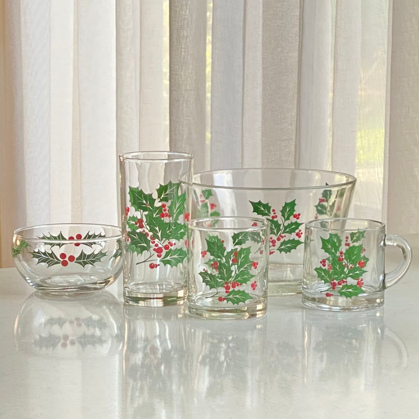 Vintage Bartlett Collins Holly Berry Bowls - Set of 3