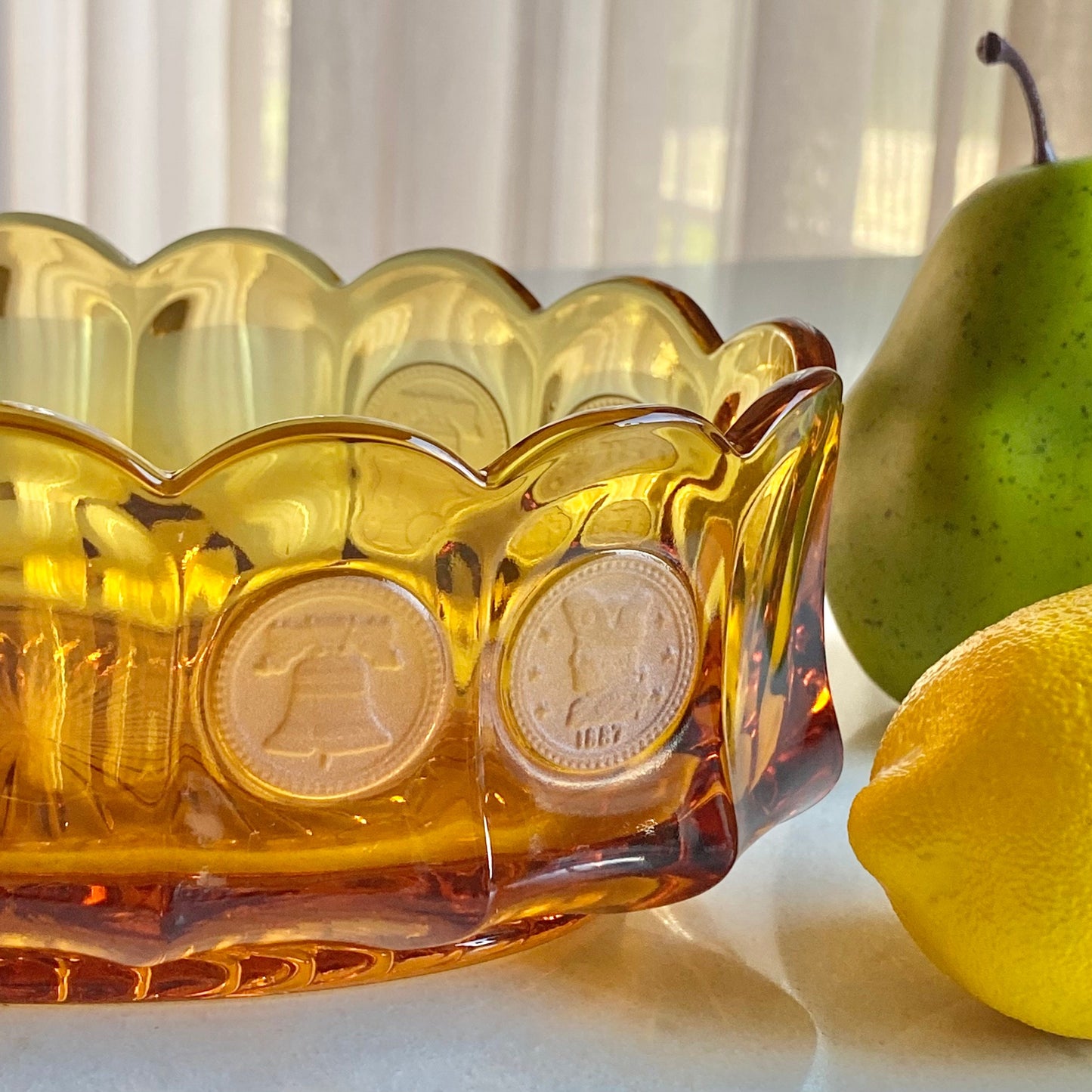 Vintage Fostoria Coin Glass Amber 9 Inch Oval Bowl (circa 1958 - 1982)