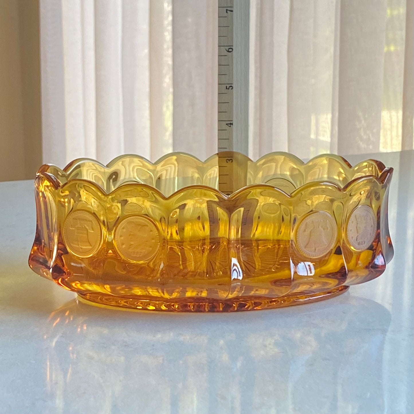 Vintage Fostoria Coin Glass Amber 9 Inch Oval Bowl (circa 1958 - 1982)