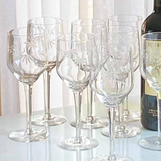 Vintage Etched Glasses - Set of 12