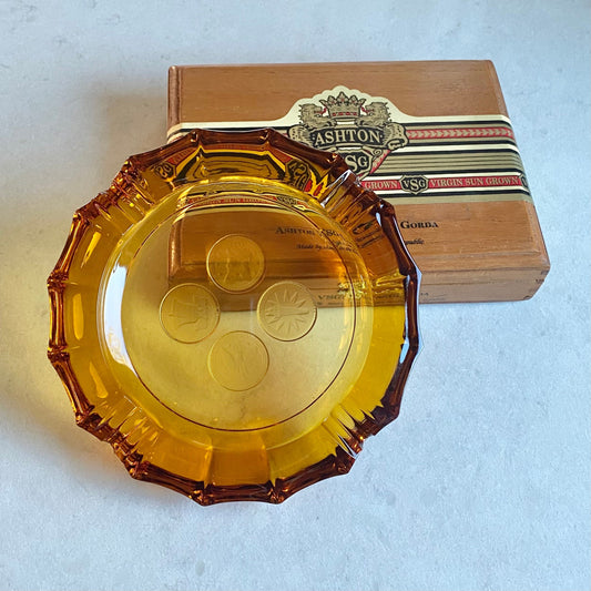 Vintage Fostoria Coin Glass Amber Large Ashtray (circa 1958 - 1982)