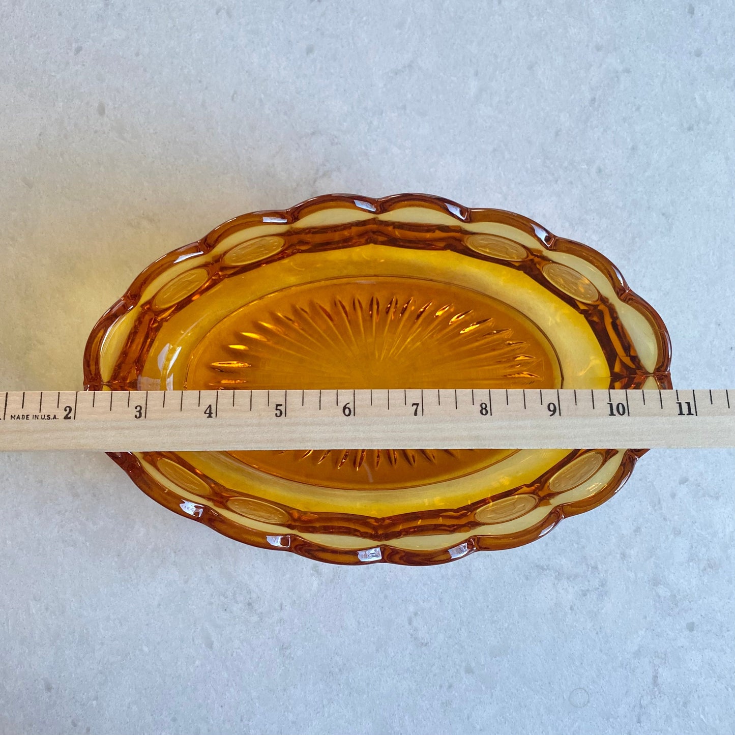 Vintage Fostoria Coin Glass Amber 9 Inch Oval Bowl (circa 1958 - 1982)