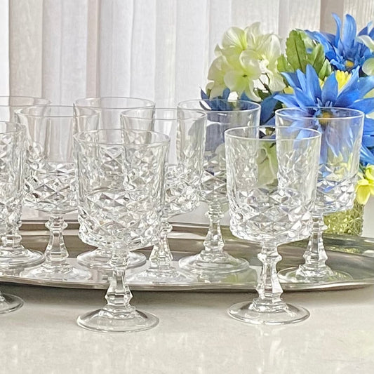 Vintage Cristal D&#39;Arques-Durand Diamond Glasses - Set of 10