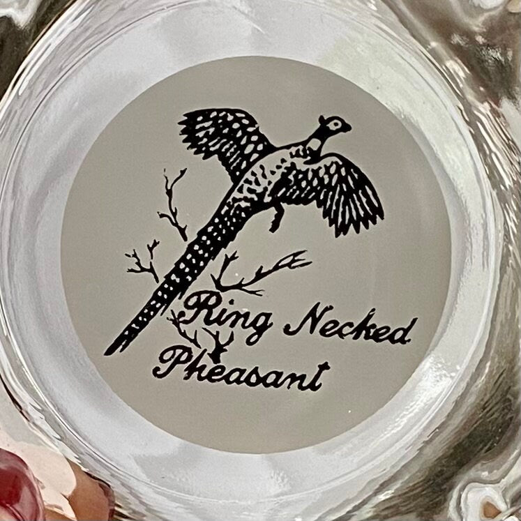 Vintage Federal Glass Sportsman Ring Necked Pheasant Ashtrays - Set of 2