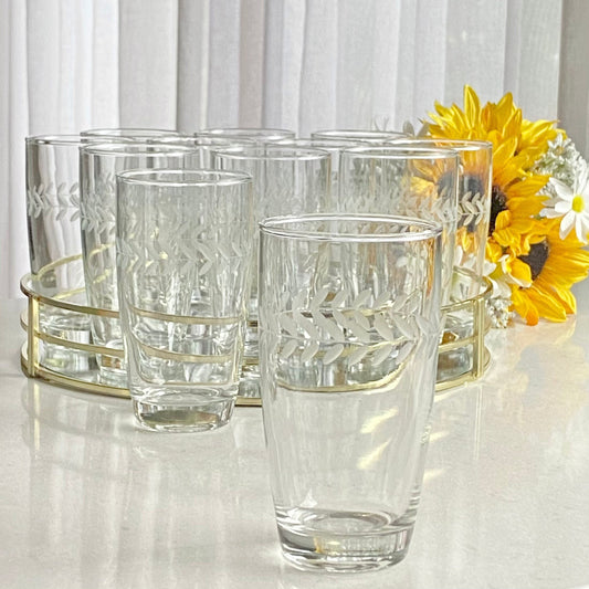 Vintage Anchor Hocking Laurel Cut Glasses - Set of 12