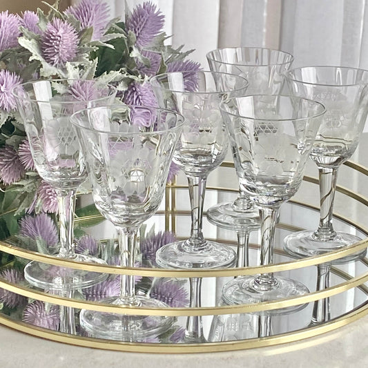 Vintage WJ  Hughes Cornflower Glasses - Set of 6