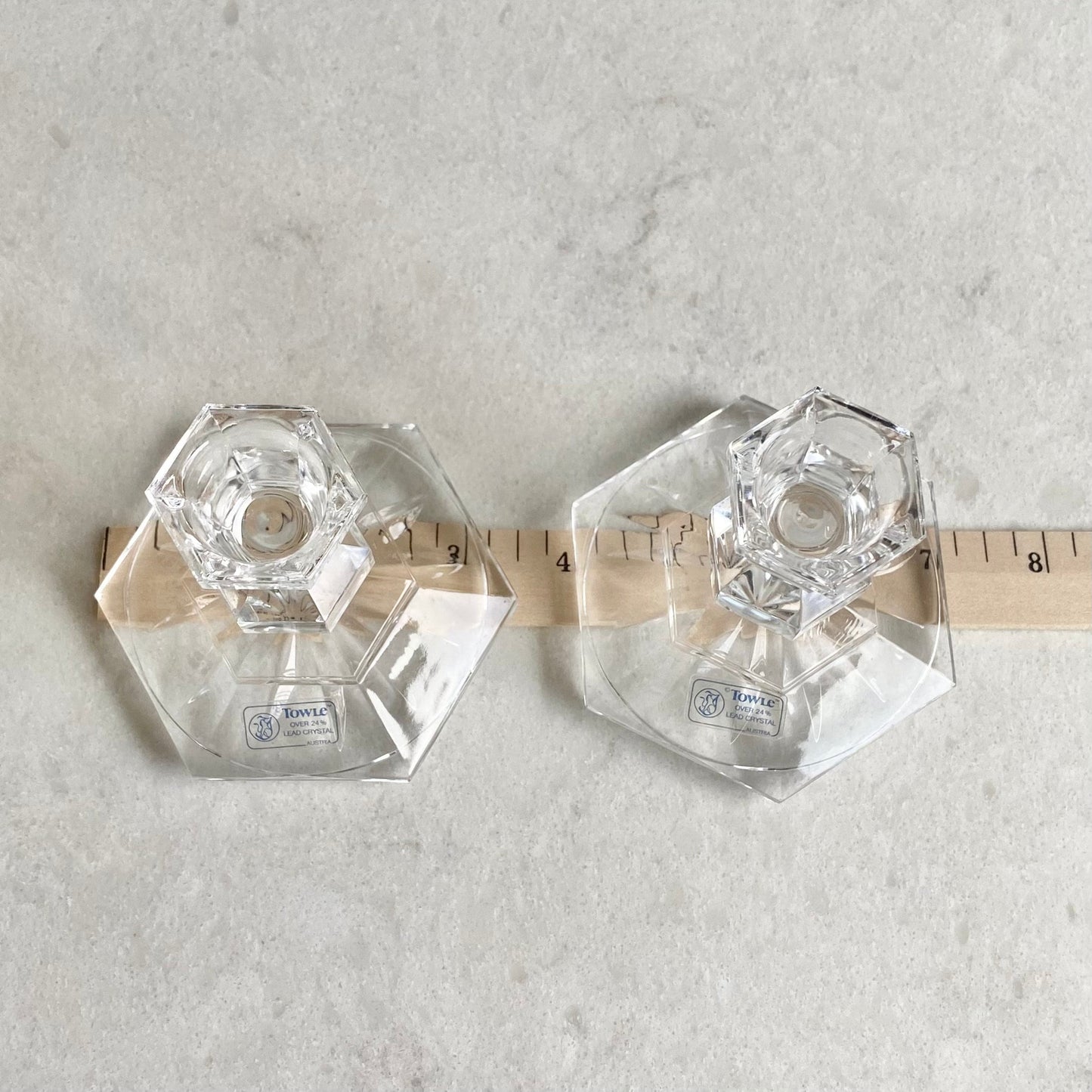 Vintage Towle Austrian Crystal Candlestick Holders  - Set of 2