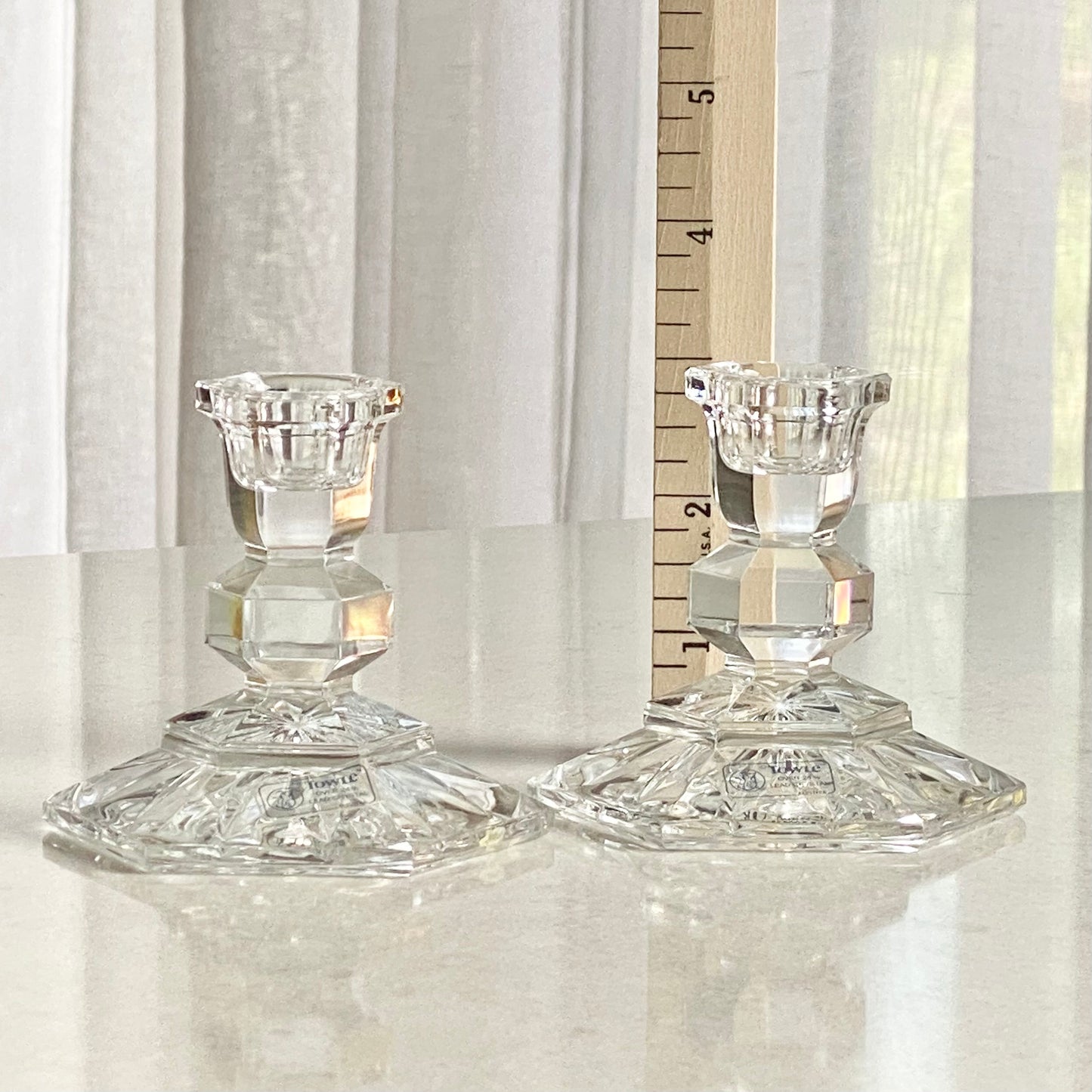 Vintage Towle Austrian Crystal Candlestick Holders  - Set of 2