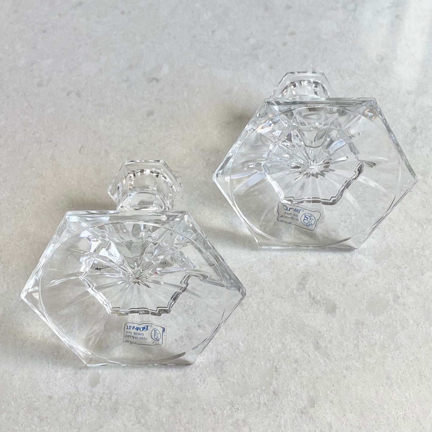 Vintage Towle Austrian Crystal Candlestick Holders  - Set of 2