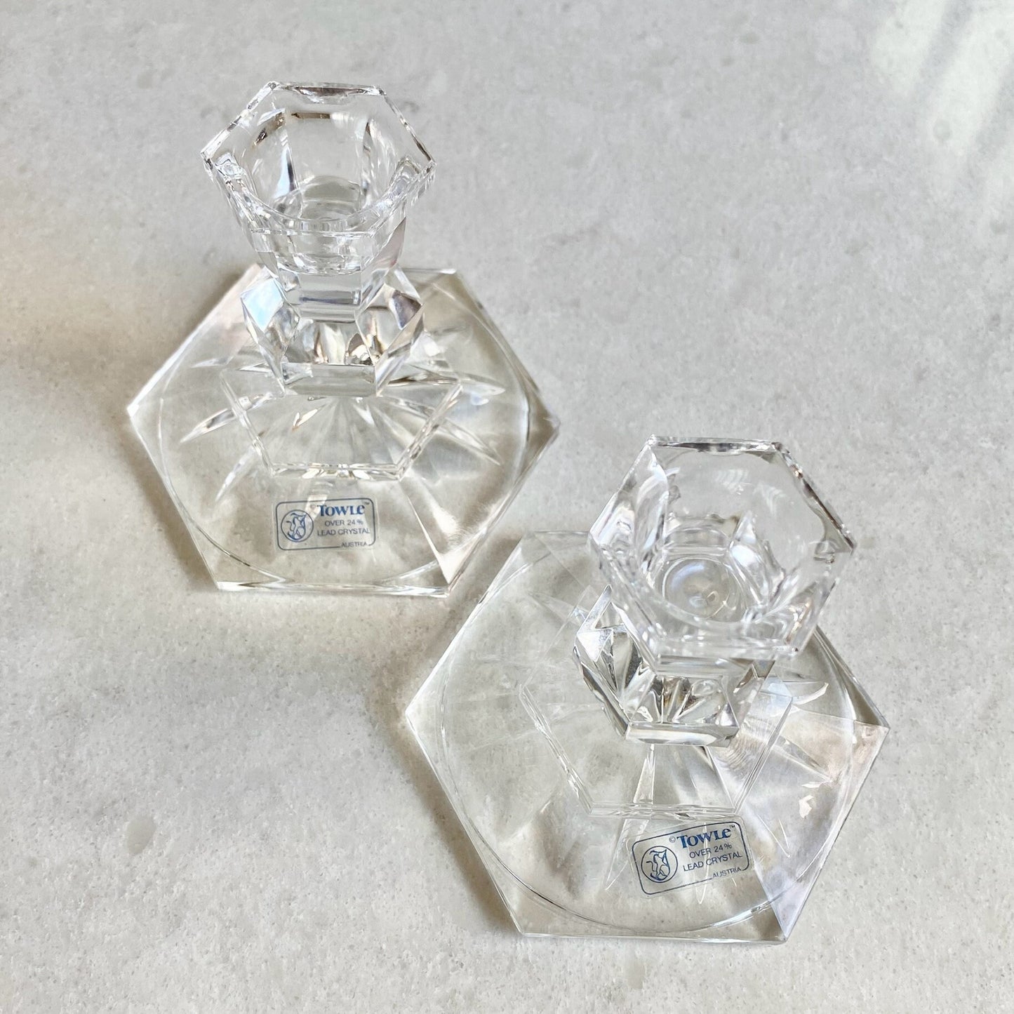 Vintage Towle Austrian Crystal Candlestick Holders  - Set of 2